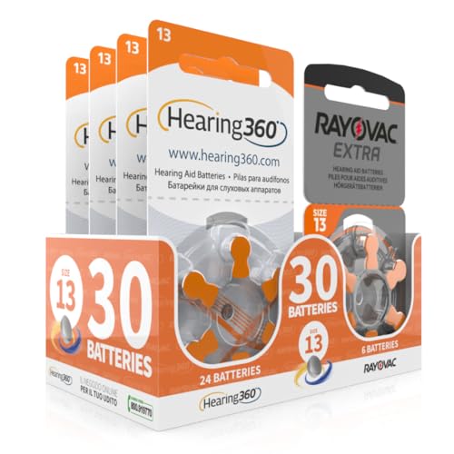 Batterie per apparecchi acustici rayovac extra e hearing360 misura 13 arancioni