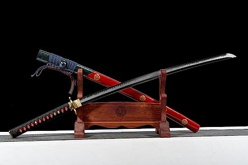 JIHPEN sword,Full Tang Katana 41-inch Katana,Handmade Samurai Sword, 1060 1095high Carbon Steel T10, Pure Black one Katana, Perfect for Practicality and Gift, Many Styles to Choose from