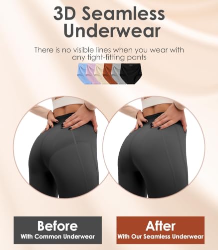 Image of Kalapa Seamless Womens Underwear High Waisted No Show Briefs Silky Stretch Breathable Full Coverage Ladies Panties Multi Pack