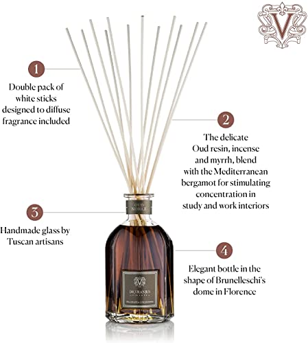 Dr. Vranjes - Oud Nobile 2500 ml Diffuser + Double Pack of White Sticks (3 Pieces Bundle)- Luxury Home Fragrance, Made in Italy, Main Scent: Oriental, Olfactory Pyramid: Bergamot, Oud, Myrrh