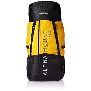 Gear Alphamount 45L Water Resistant Trekking Travel Rucksack for Men,Women – Black Yellow