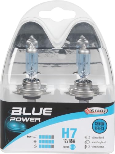 Start H7 Blue Power Coppia di Lampadine Xenon per luci Auto 12V 55W PX26d
