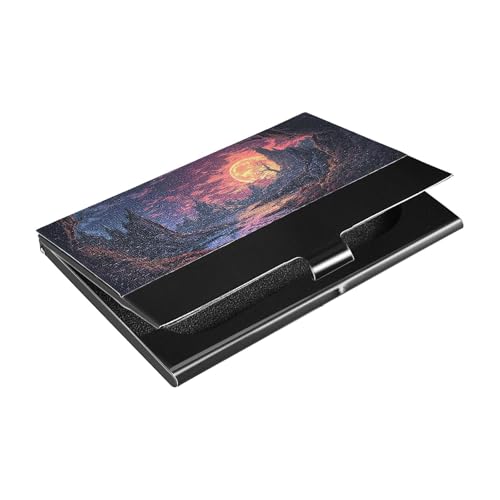 KLL Mystery Place Ultra-Thin Business Card Holder Travel with Leather and Stainless Steel Credit Card Holder for Travel Home or Office Use portatarjetas para Hombre