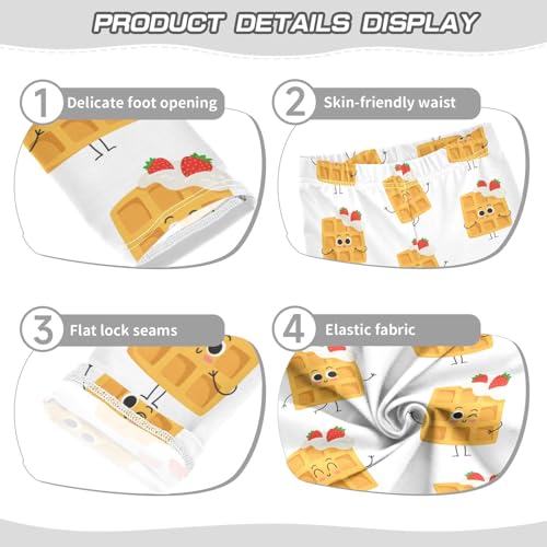 Girls' Leggings Ankle Length Printed Leggings Waffle Whipped Cream Strawberry Soft Comfort Pants for Kids 4-10 Years4