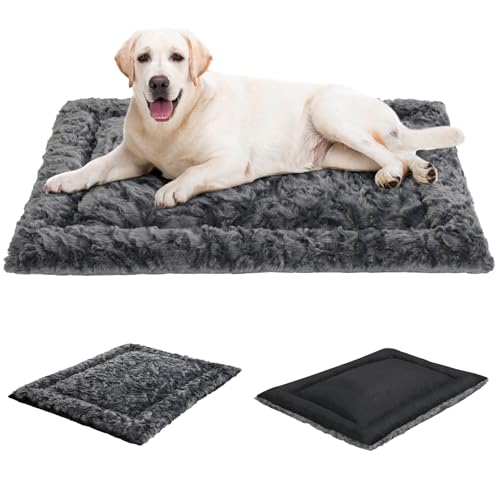 Dog Bed for Large Medium Small Dogs,2 Pack Reversible Rectangle Dog Bed,Washable Orthopedic Durable Sofa Bed for Pet Sleeping Puppy Cat-L-Grey