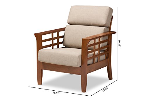 Baxton Studio Lorelei Lounge Chair, Dark Beige/Cherry #TOP2