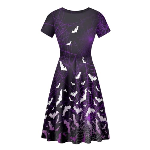 Image of Forchrinse Summer Dresses for Women Crew Neck Short Sleeve Midi Dress Casual Beach Vacation Sundress