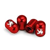 4 Pièces Bouchon Valve Pneu Voiture pour Peugeot 205 GTI, Bouchons Anti-poussière de Pneu de Voiture Couvre-Valve Voitures,Red