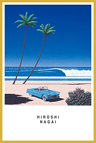 トライエックス ポスター 永井博/BLUE CAR AND THE BEACH+アルミフレームゴールド・セット 92×61.5cm TX-1856G 日本製