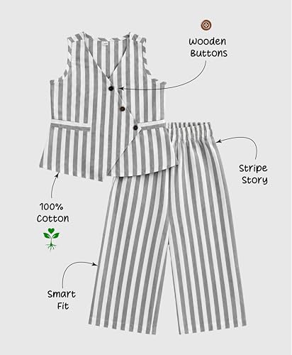 Image of The Magic Wand Woven Digital Printed Co-ord Set For Kids Girls, Sleeveless Top With Palazzo Pant Two-Piece Western Stylish Clothing Set For Festivals