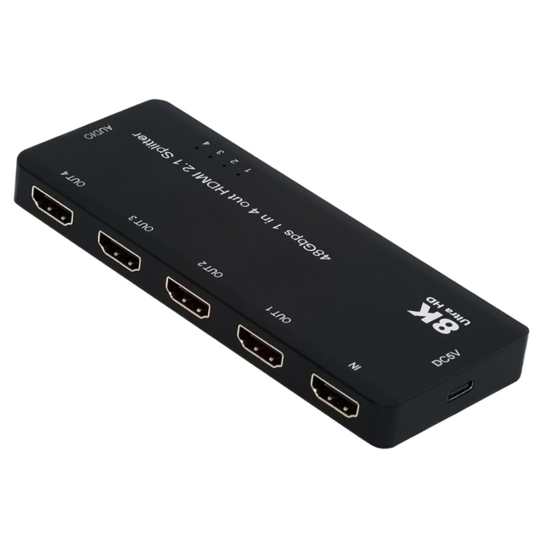 ChenYang Splitter HDMI 2.1 a 4 porte 8K@60Hz 4K@120Hz Distribuisci 1 ingresso/segnale su 4 uscite/schermi, supporta il collegamento in pila HDCP con audio da 3,5 mm per PS5