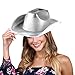 LED Hats Western Cowgirl Hat Wide Brims Glowing Fashion Hot Stamping Music Festival Party Stage LED Cowboy Caps Silver