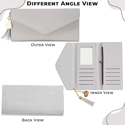 Image of Kraptick Women's Wallet -Stylish and Compact Purse Clutch Wallet for Women, Stylish Card Coin Holder, Debit Card Holder, Money Organizer and Travel Wallet for Women with 13 Slots (Light Gray)