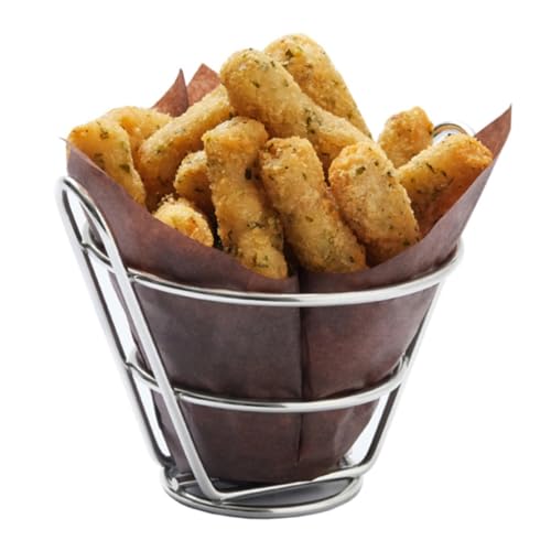 STOBAZA 1Pc Stainless Steel French Fry Stand Holder for Restaurant and Cafe Service Snack Rack for Home Parties and Outdoor Events Silver Color