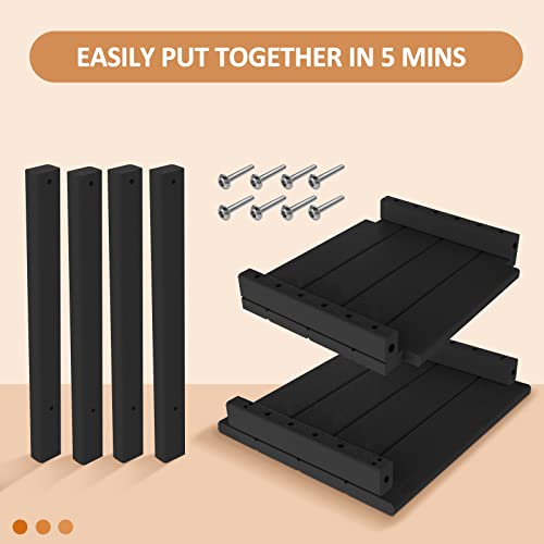 Loeniy 2 -Tier Outdoor Side Table Hdpe Adirondack Table Patio Side Table Weather Resistant End Table Small Outdoor Table (Rectangular, Black) #TOP6