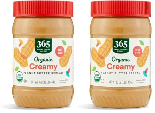 Image of 365 by Whole Foods Market, Organic Sweetened Smooth Peanut Butter, 16 Ounce (Pack of 2)