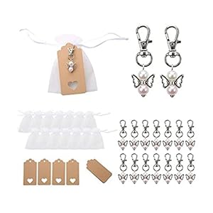 Afrsmw 20 stuks sleutelhangers engel van parels, sleutelhangers, cadeau voor doop, bruiloft, feest, snoep, verjaardag…