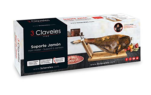 3 Claveles SOPORTE JAMONERO PLEGABLE CABEZAL GIRATORIO 3C 01736, Metal, Madera Bambú, 1.25 Picometer, standard size - Image 4