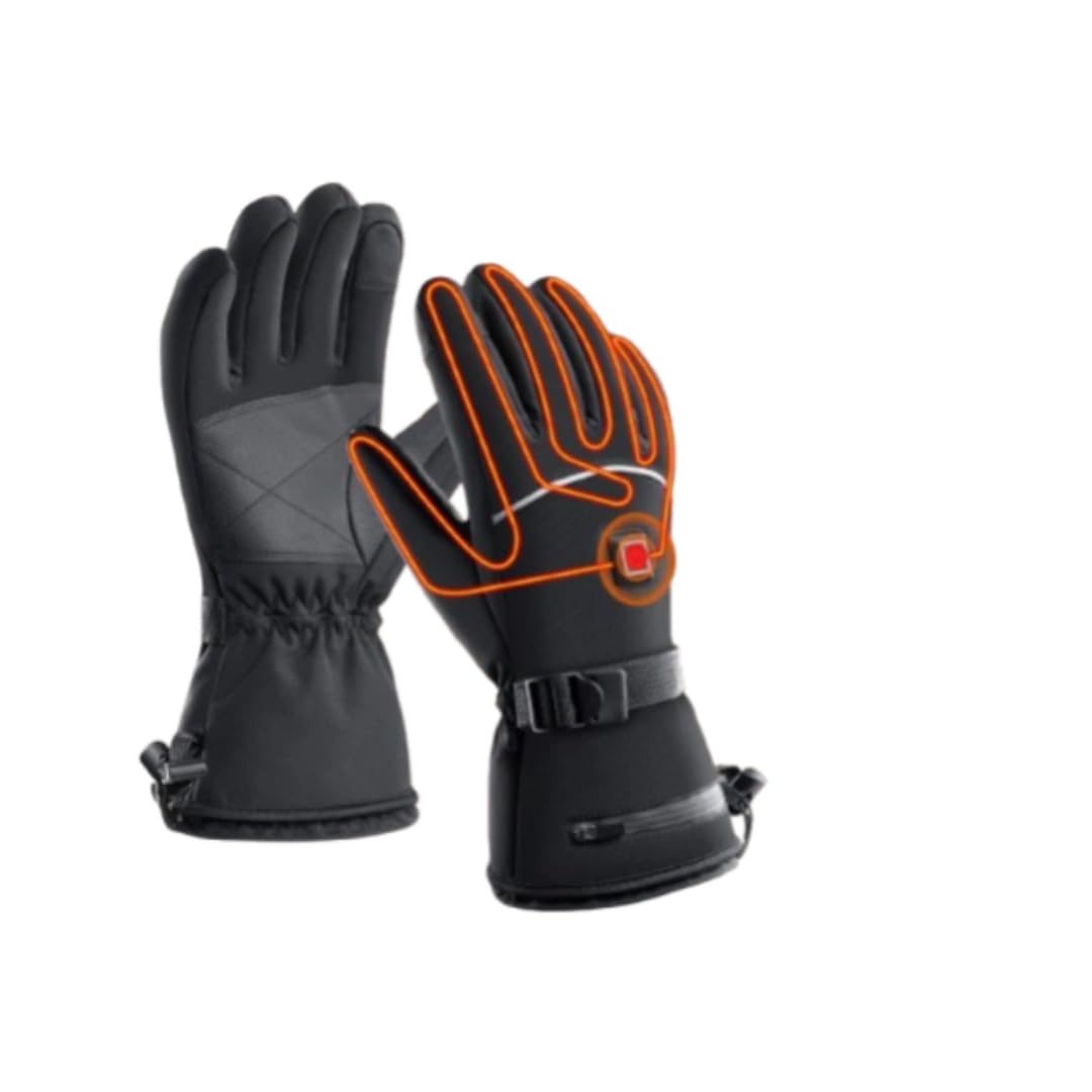 Gants chauffants pour homme et femme - Gants chauffants électriques pour moto, ski, travail en plein air, design antidérapant, compatible avec écran tactile, version améliorée