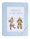 🧸Greca estampada de topitos blancos en fondo celeste con ilustración de ositos de peluche | Tamaño perfecto para documentos tamaño folio, A4
