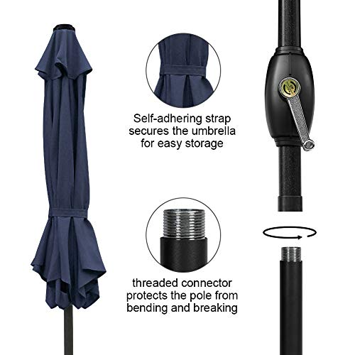 Sunvivi Outdoor 7.5 Ft Patio Umbrella Outdoor Market Table Umbrella Luxury Aluminum Pole Umbrella With Push Button Tilt And Crank, 6 Ribs, Polyester Canopy thumb #3