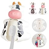 Flipper Fun Animal Cow Toothbrush Cover – Kids Toothbrush Holder with Cover – Toothbrush Holders for Bathrooms - Suction Cup Toothbrush Holder
