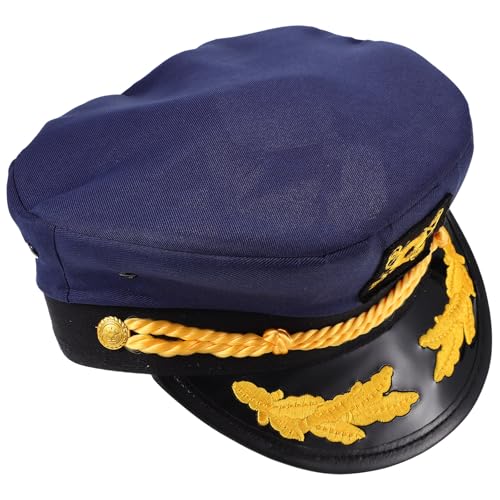 Homoyoyo Sombrero de Capitán Marinero Azul Oscuro M (56-58 Cm) para Disfraz de Fiesta y Cosplay, Accesorio Náutico para Actuaciones y Eventos Temáticos