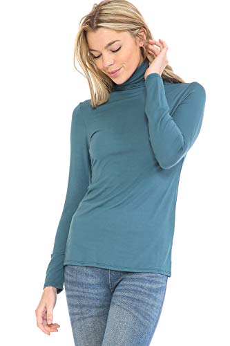Image of Women's Lightweight Long Sleeve Turtleneck Top Pullover Sweater (S-3XL)