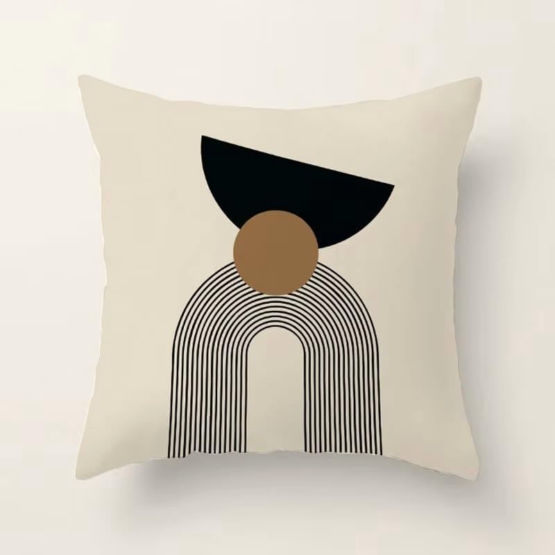 CIDIZY Modern Printed Jute Cushion Cover 16 Inch X 16 Inch, Set of 5, Multicolour 2