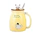 Taza Gato Linda Taza de café de cerámica con Tapa,Cuchara, Novedad Copa de la mañana Té Leche Navidad Jarra Regalo 380ML
