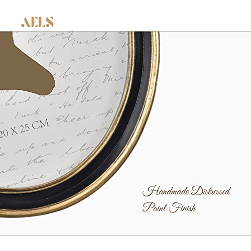 Aels 8X10 Inch Vintage Picture Frame, Elegant Antique Photo Frames With Glass Front, Photo Display, Tabletop Wall Hanging, Gift Ideas, Black Oval With Gold Trim #TOP4