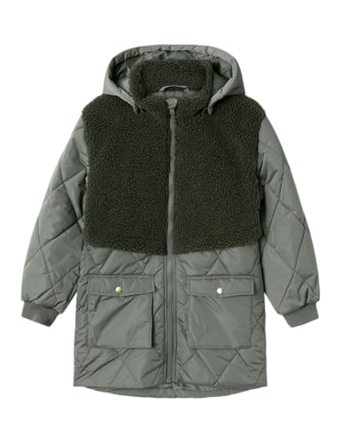 NAME IT Mädchen Nkfmika Long Jacket1 Steppjacke, Agave Green, 134