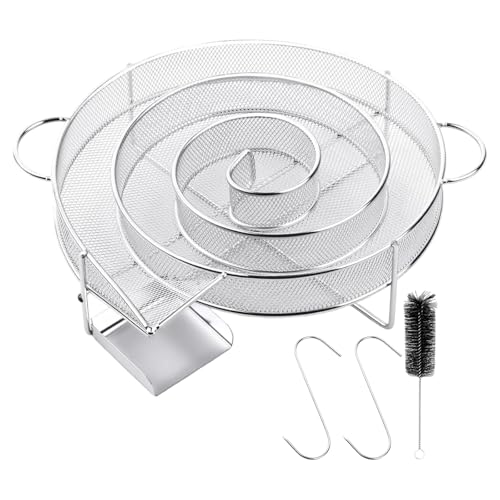 Kaltrauchgenerator Edelstahl Set Kaltrauch Kaltraucherzeuger Edelstahl für Räucherofen mit 2 Fleischhaken und1 Reinigungsbürste für Räucherofen BBQ