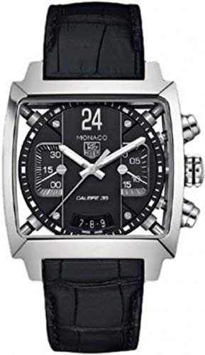 Tag Heuer Monaco Chronograph Black Dial Black Leather Mens Watch CAL5113FC6329