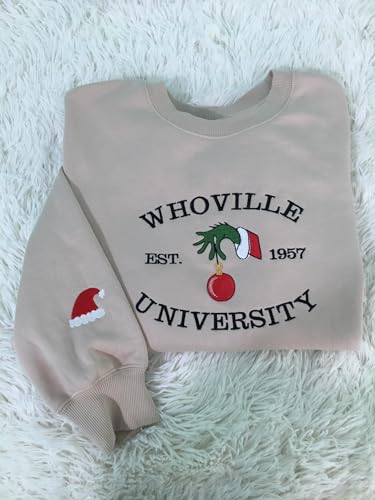 Embroidery Whoville University shirt, Sweatshirt - Christmas shirt, Cute Christmas Shirt2