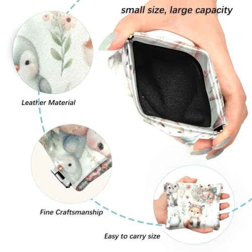 Pastel Animal Flowers Coin Purse Leather Pouch Change Purse, Squeeze Coin Pouch for Cards, Keys & Lipsticks, Unisex2