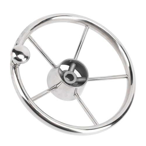 11 Inch Stainless Steel Boat Steering Wheel, 5 Spoke with Foam Grip for Yachts, Speedboats, Ships