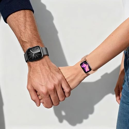 BEAEN Magnetic Mesh Loop Band Compatible with Apple Watch Band 49mm 46mm 45mm 44mm 42mm 40mm 41mm 38mm Men Women, Stainless Steel Adjustable Metal Strap for iWatch Series 10 9 8 7 6 5 4 3 2 1 Ultra SE — view 7