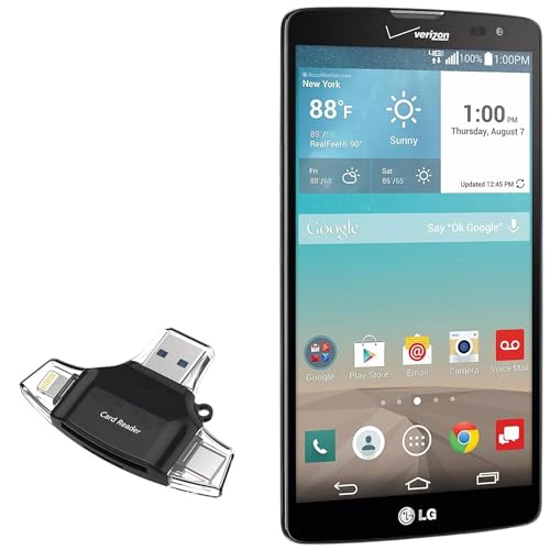 BoxWave Smart Gadget Compatible with LG G Vista (CDMA) - AllReader SD Card Reader, microSD Card Reader SD Compact USB - Jet Black