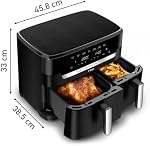 T-fal XXL Dual Air Fryer, 11.6 Quart, 7 in 1 cooking programs, dual basket air fryer, airfryer, extra crisp, roast, bake, reheat, dehydrate, sync mode, Dishwasher Safe components, Black