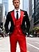 Wangyue Mens Suit Slim Fit 3 Piece Red Tuxedo for Men Wedding 3 Piece Double Breasted Prom Tuxedo Red Elegant Business Formal Dinner Party Suit Son Father's Day XS
