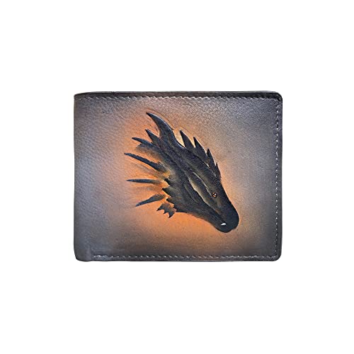 Balona Genuine Leather Anti-Theft Rfid-Blocking 3D Dragon Printed Gifting Bifold Wallet With Detachable Credit Card Case For Men (Coin Pocket - Grey) #TOP30