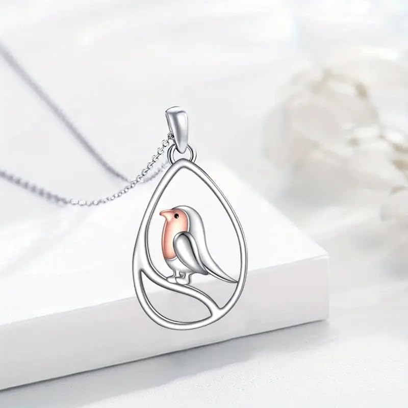 Hummingbird Necklace, Bird Teardrop Pendant Animal Memorial Jewelry Birthday Gifts for Women Bird Lovers - Image 3