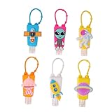 BAZEITFLOW 6 piezas Botellas de Viaje con Funda de Silicona Antiderrames y Gancho Portátil para Lociones y Líquidos Infantiles Colores y Diseños de Dibujos Animados Color Color Aleatorio