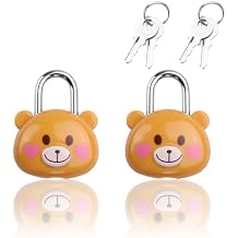 YAODHAOD Cute Little Bear Lock with Keys, Mini Padlock for Gym Lockers, Diaries, Jewelry Boxes, Suitcases & Backpacks Luggage Locks2PCS Brown