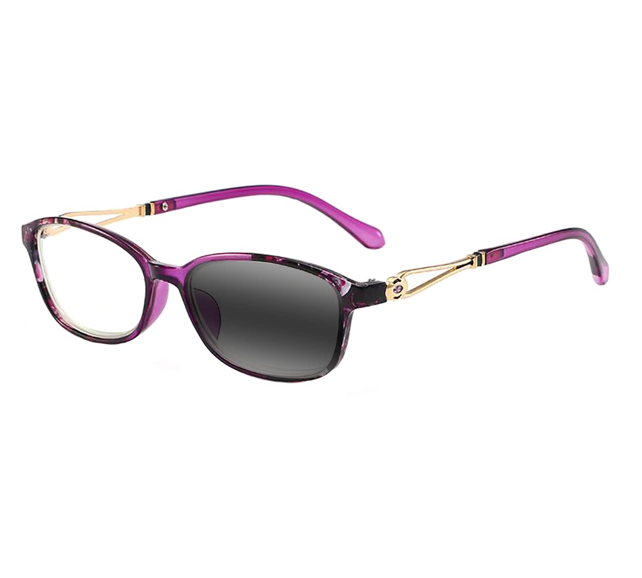 NORRAY Bifocal Women's Mini Oval Blue Gray Pink Purple UV400 Bifocal Transition Photochromic Reading Glass +1.0~+3.0 (Purple, 2.75, multiplier_x)