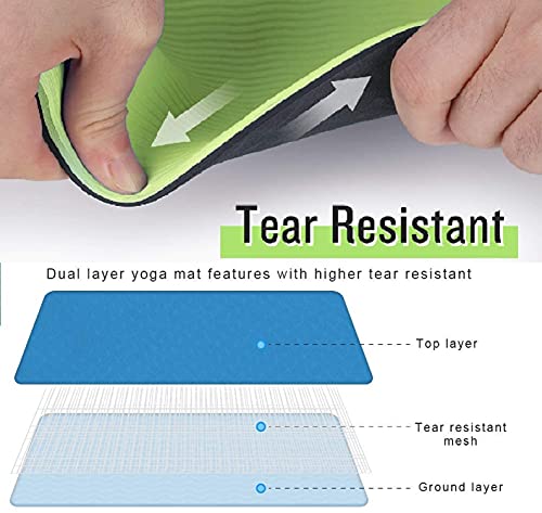 Image of Bodylastics Yoga Mat for Men and Women with Carry Bag TPE 6ft x 2ft x 6mm Large Size Anti Slip & Anti Tear Workout Mat