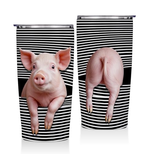 Jztco Pig 20 oz Tumbler, Cute Funny Pig Gifts Stainless Steel Insulated Water Bottle, Pigs Themed Insulated Travel Coffee Mugs, Appreciation Gifts for Women Friend Christmas Birthday Gift