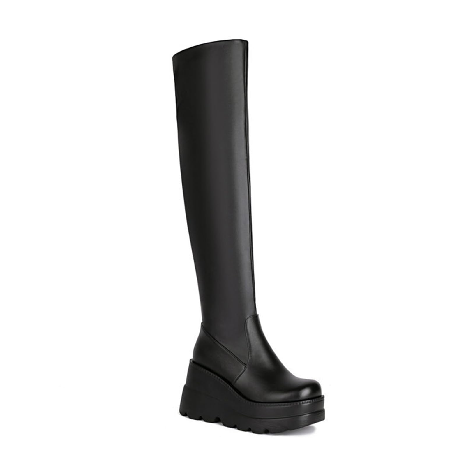 9CM/3.54IN Donna Over-The-Knee con Suola Alta Stivali Lunghi Elastici Neri di Grandi Dimensioni Cavaliere Stivali