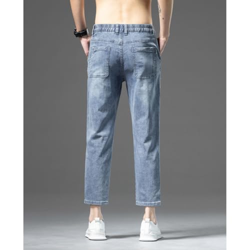 Mens Casual Slim Fit Ankle-Length Jeans Skinny Cropped Denim Pants with Pockets3